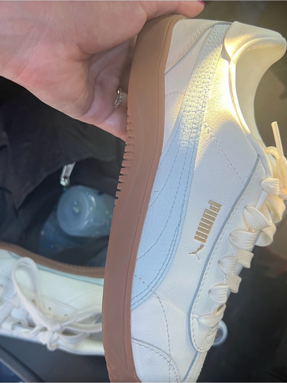 Puma White Sneakers with Light Blue Stripe and Gum Sole 8 - Picture 4 of 10